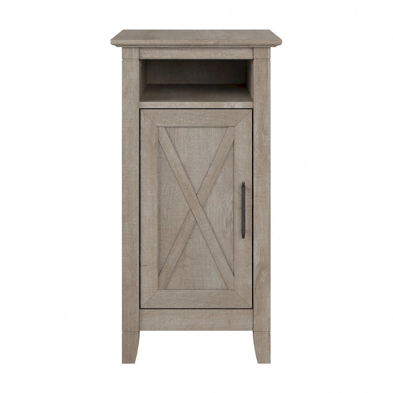Small Storage Cabinet with Door and Open Cubby – Washed Gray