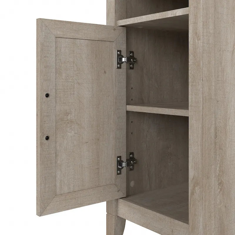 Small Storage Cabinet with Door and Open Cubby – Washed Gray