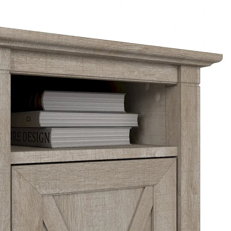 Small Storage Cabinet with Door and Open Cubby – Washed Gray