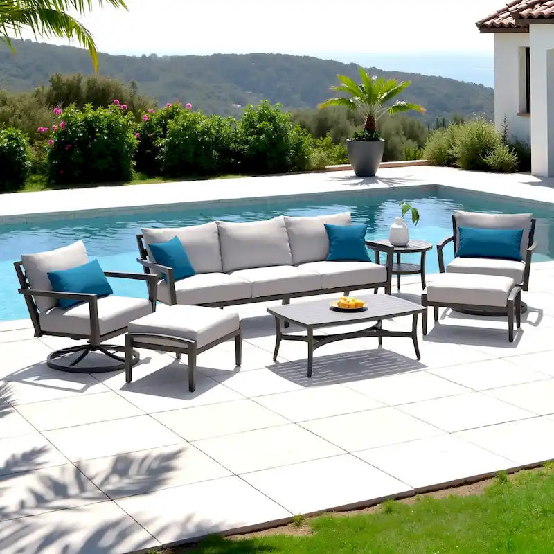 Venetia 7 Piece Sunbrella Outdoor Patio Motion Seating Set