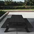 HomeRoots 94  Charcoal Solid Wood Outdoor Picnic Table