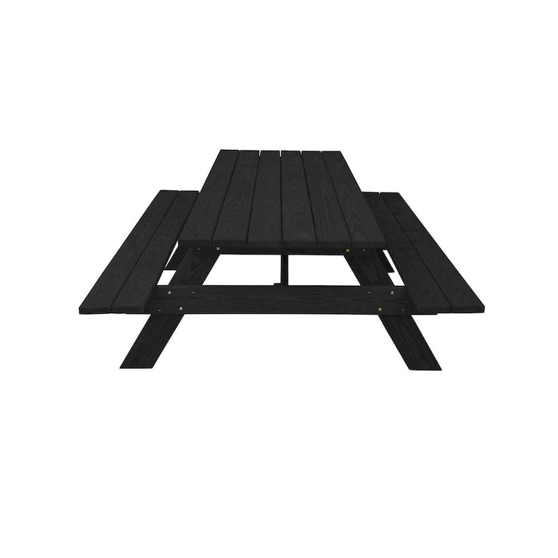HomeRoots 94  Charcoal Solid Wood Outdoor Picnic Table