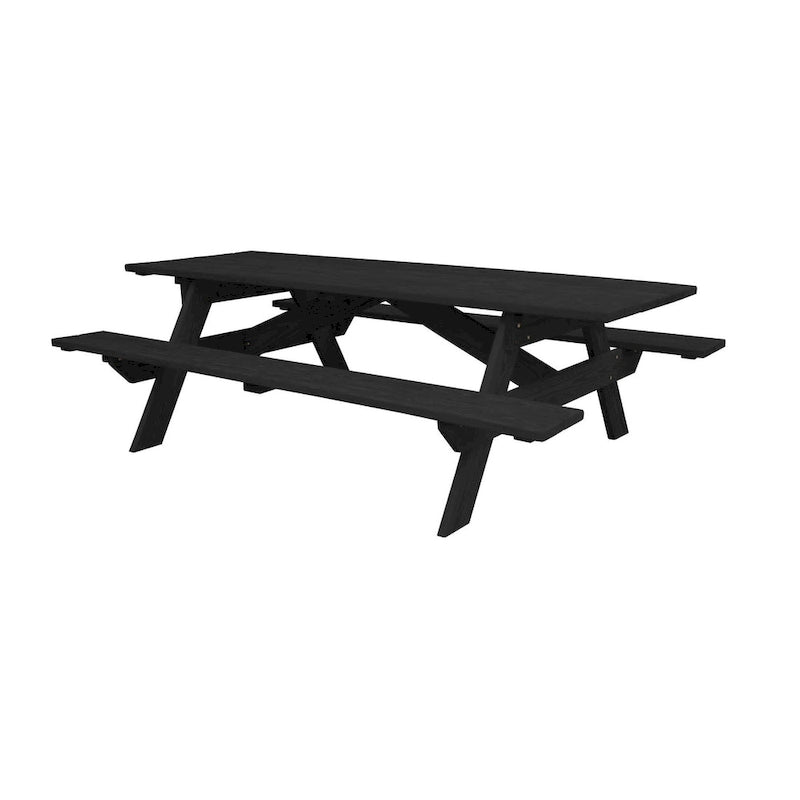 HomeRoots 94  Charcoal Solid Wood Outdoor Picnic Table