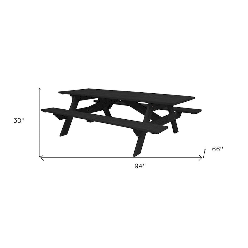 HomeRoots 94  Charcoal Solid Wood Outdoor Picnic Table