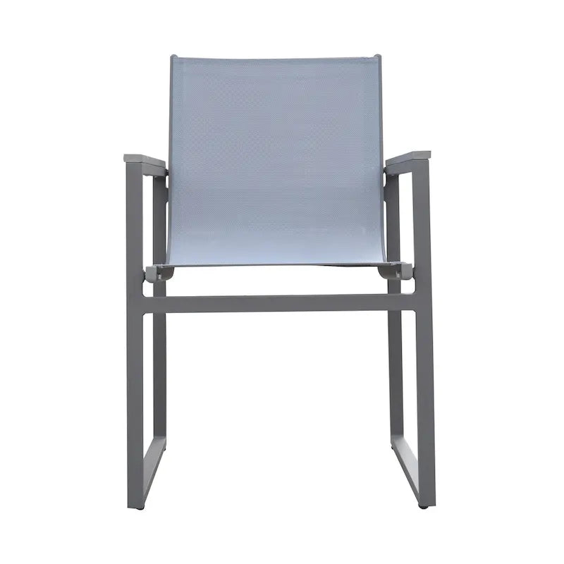 Set of Two 22  Light Gray Metal Outdoor Dining Chair