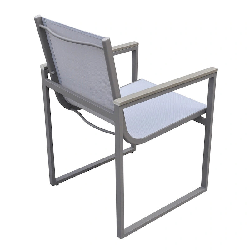 Set of Two 22  Light Gray Metal Outdoor Dining Chair