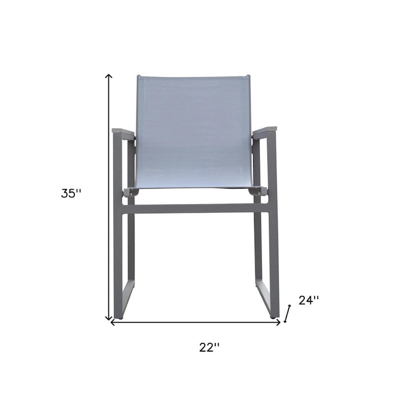 Set of Two 22  Light Gray Metal Outdoor Dining Chair