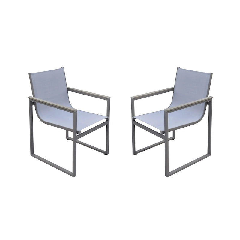 Set of Two 22  Light Gray Metal Outdoor Dining Chair