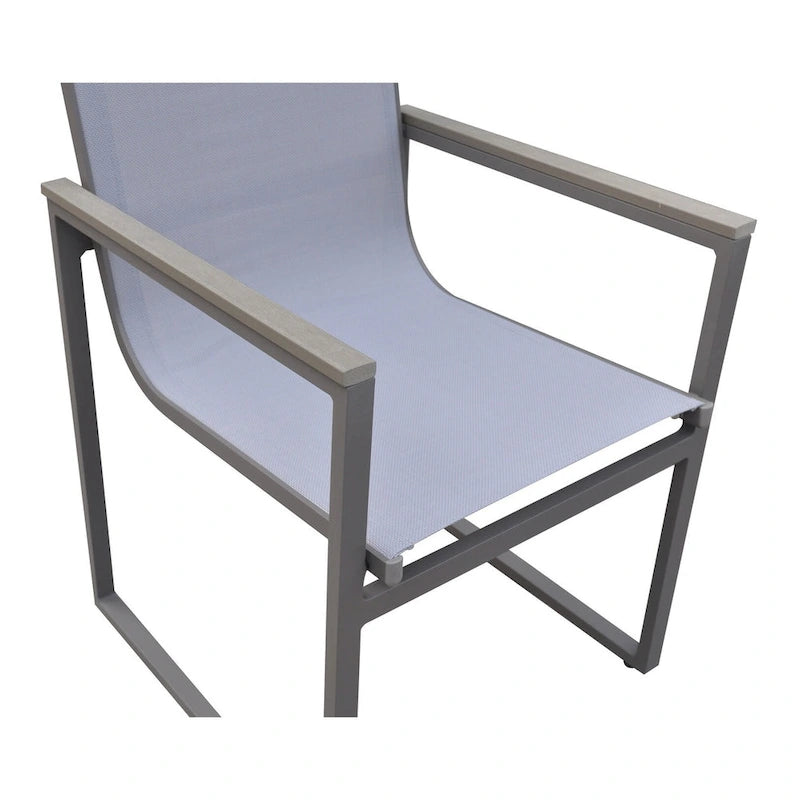 Set of Two 22  Light Gray Metal Outdoor Dining Chair