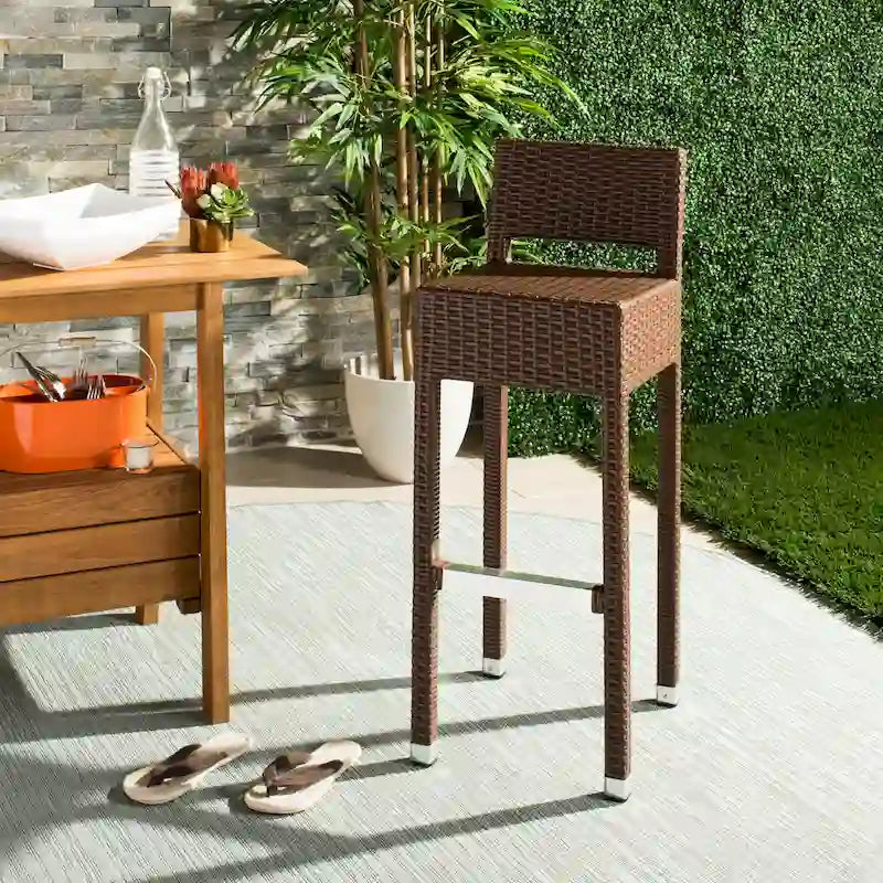 SAFAVIEH Landry Indoor-Outdoor Stacking Grey 30-inch Counter Stool - 13 W x 18 D x 38 H