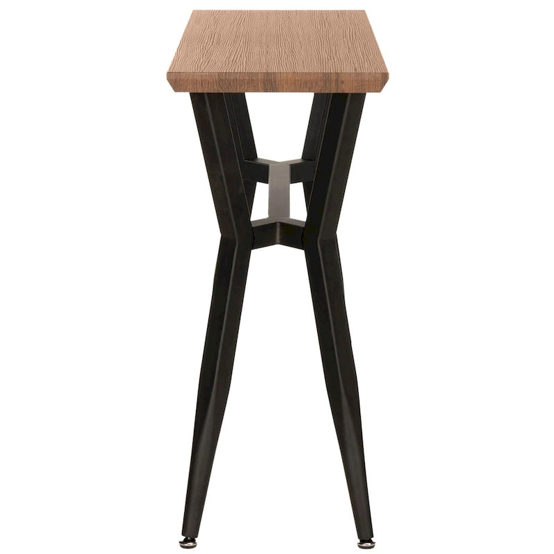 Mid-Century Wood Console Table with Black Metal Frame – Brown / Black