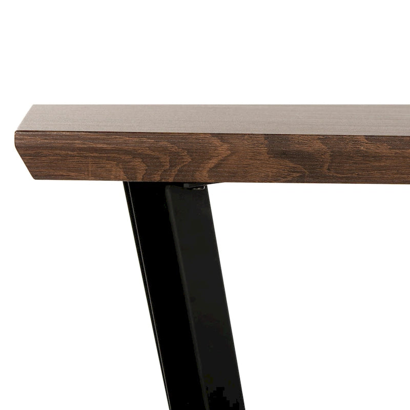 Mid-Century Wood Console Table with Black Metal Frame – Brown / Black