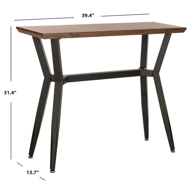 Mid-Century Wood Console Table with Black Metal Frame – Brown / Black