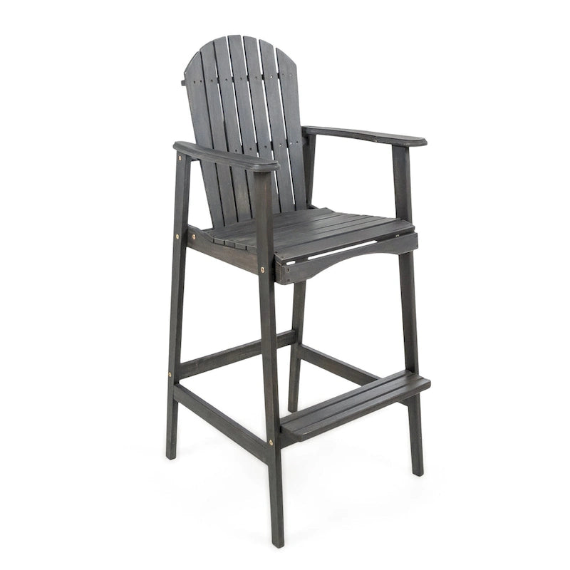 Outdoor Acacia Wood Adirondack Barstools, Set of 2