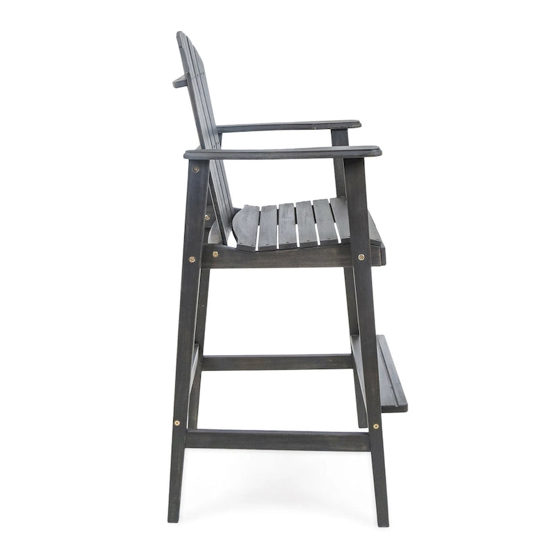 Outdoor Acacia Wood Adirondack Barstools, Set of 2