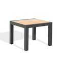 Outdoor Side Table Aluminum Patio End Table with Teak Wood