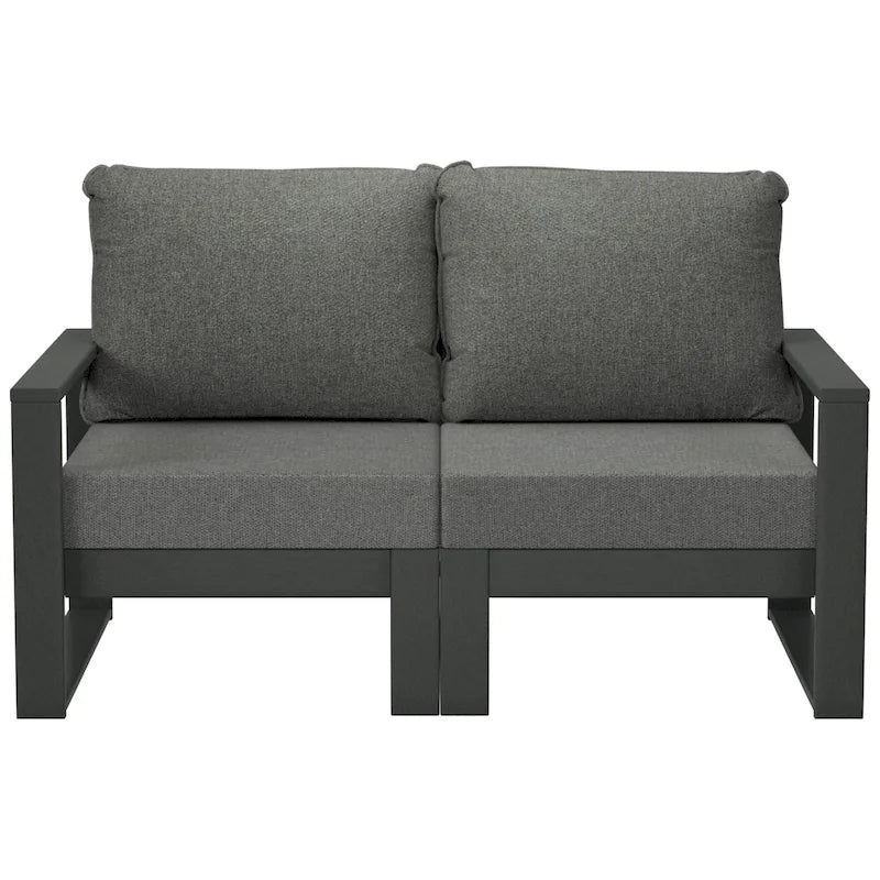 Polytrends Endless Outdoor Patio Love Seat with Gray Frame
