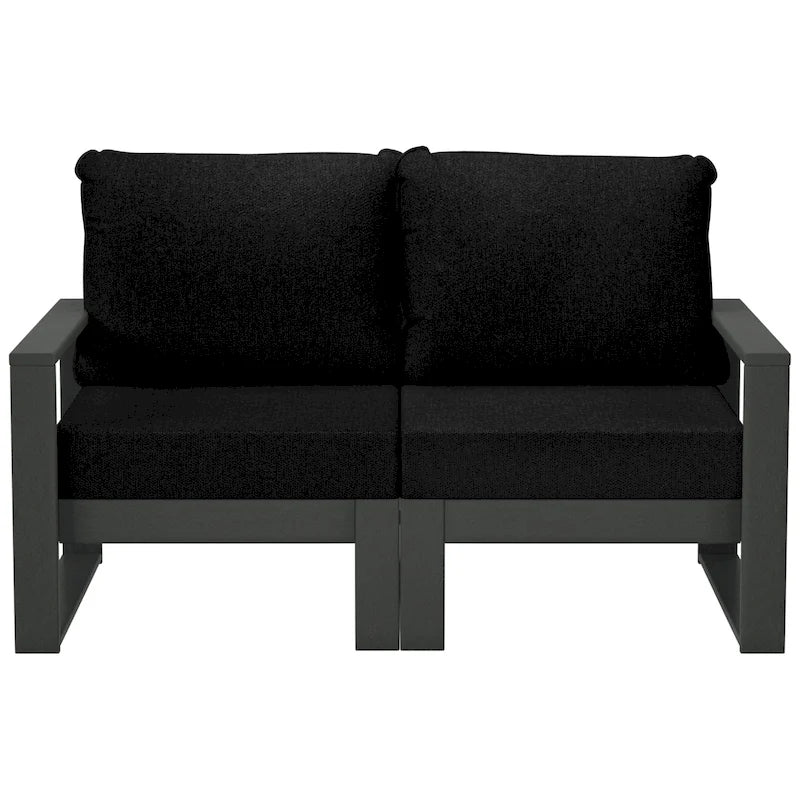 Polytrends Endless Outdoor Patio Love Seat with Gray Frame