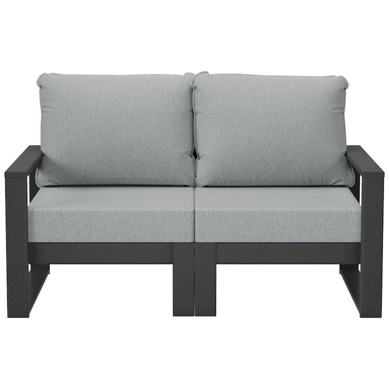Polytrends Endless Outdoor Patio Love Seat with Gray Frame