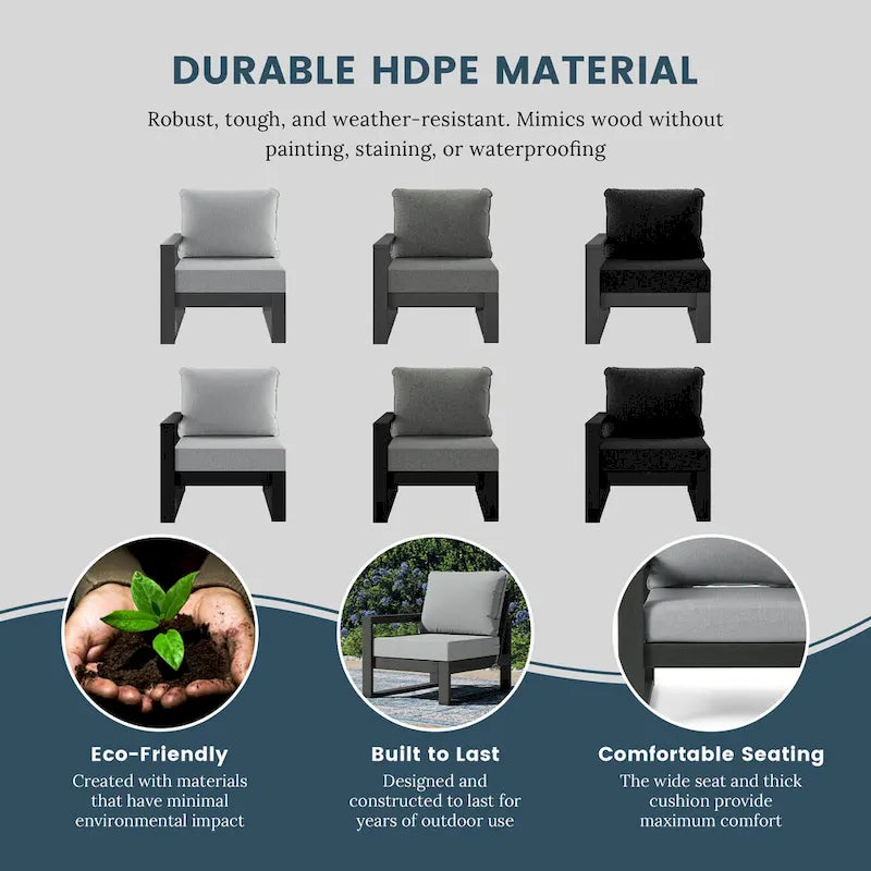 Polytrends Endless Outdoor Patio Love Seat with Gray Frame
