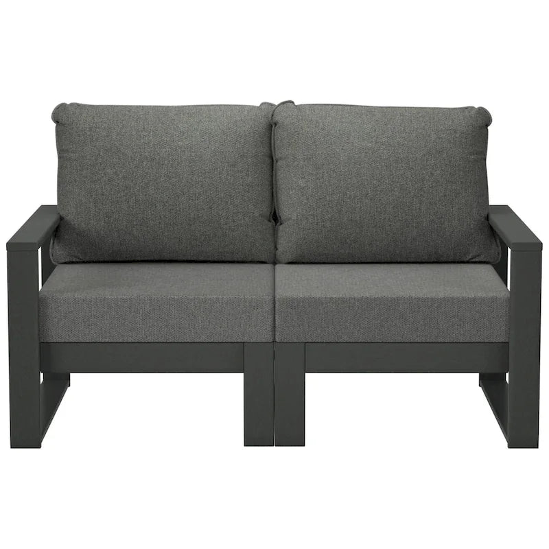 Polytrends Endless Outdoor Patio Love Seat with Gray Frame