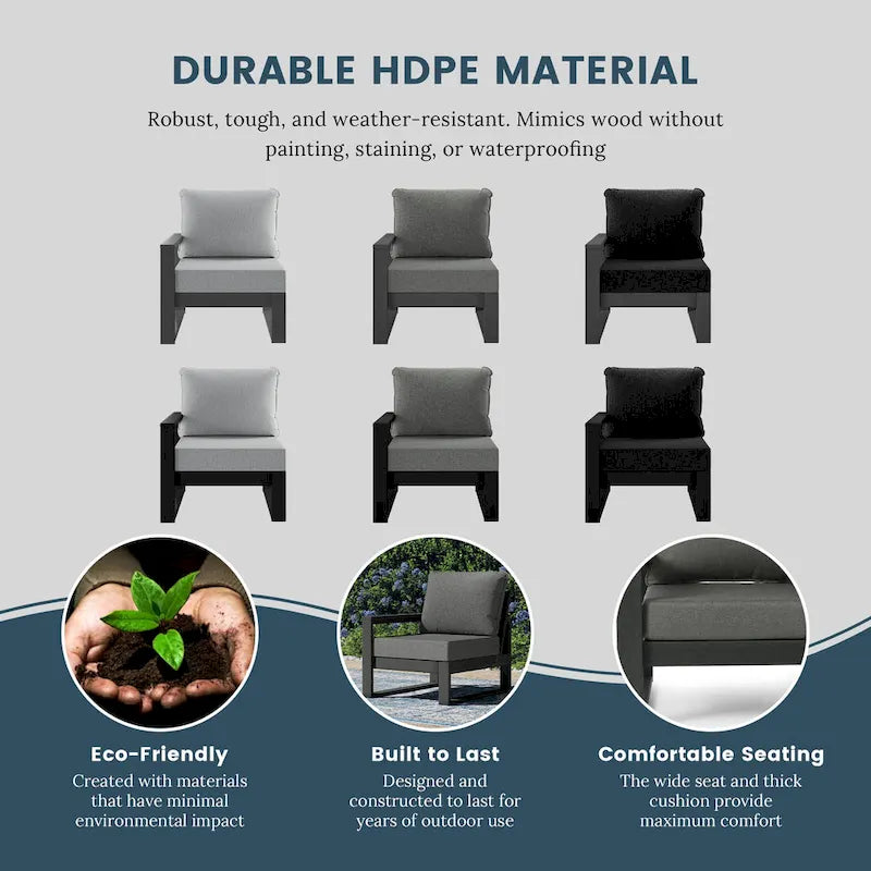 Polytrends Endless Outdoor Patio Love Seat with Gray Frame
