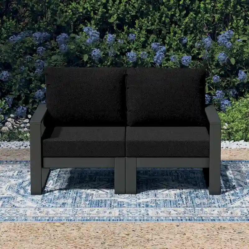 Polytrends Endless Outdoor Patio Love Seat with Gray Frame