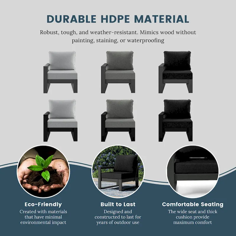 Polytrends Endless Outdoor Patio Love Seat with Gray Frame