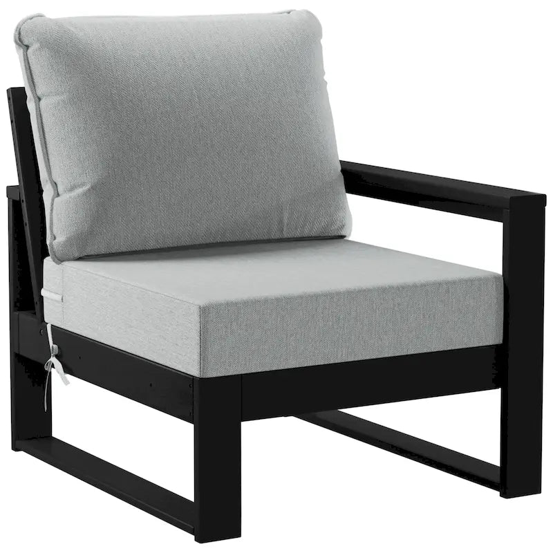 Polytrends Endless Patio Deep Seating Right Arm Chair with Black Frame