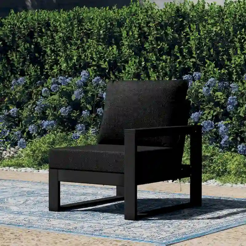 Polytrends Endless Patio Deep Seating Right Arm Chair with Black Frame