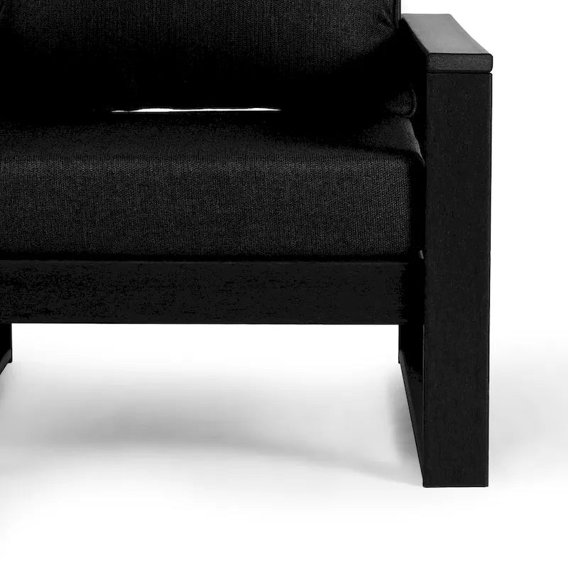 Polytrends Endless Patio Deep Seating Right Arm Chair with Black Frame