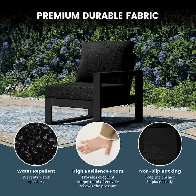 Polytrends Endless Patio Deep Seating Right Arm Chair with Black Frame