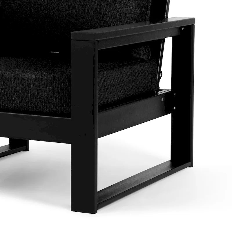 Polytrends Endless Patio Deep Seating Right Arm Chair with Black Frame