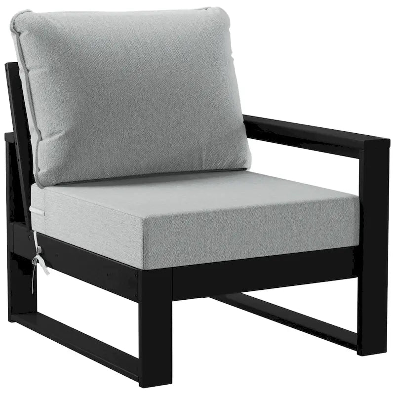 Polytrends Endless Patio Deep Seating Right Arm Chair with Black Frame