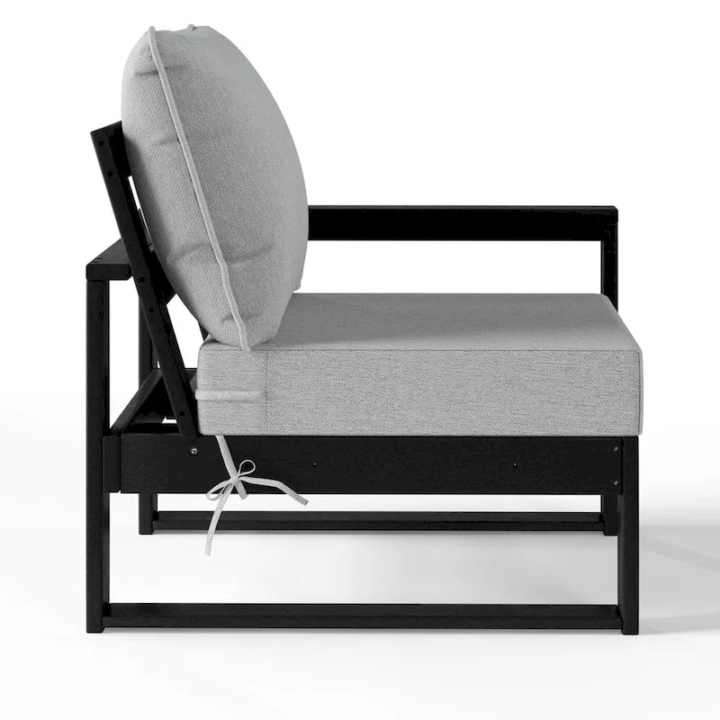 Polytrends Endless Patio Deep Seating Right Arm Chair with Black Frame