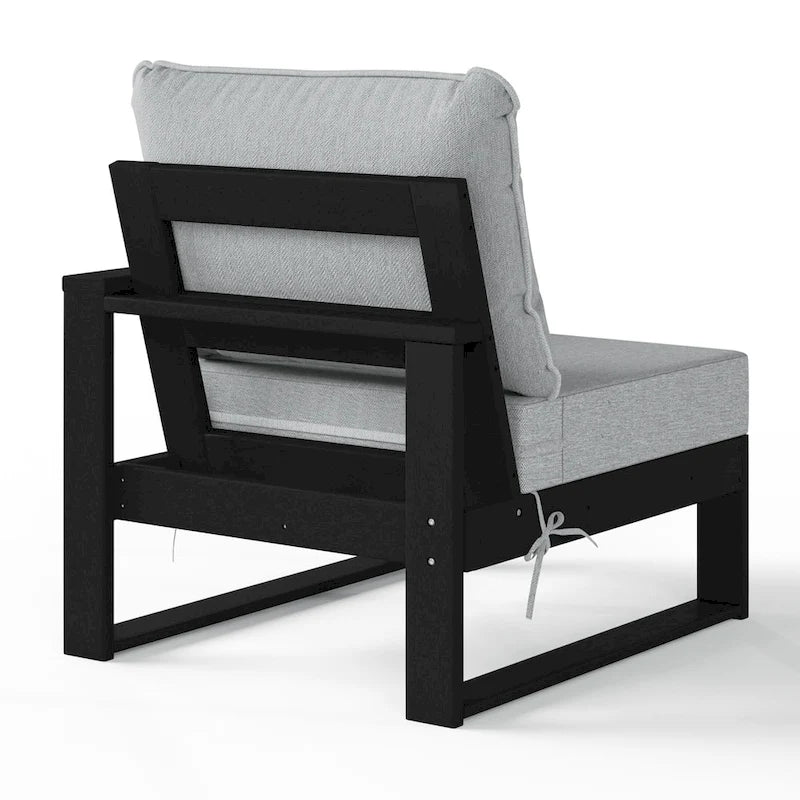 Polytrends Endless Patio Deep Seating Right Arm Chair with Black Frame