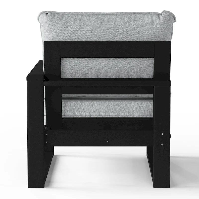 Polytrends Endless Patio Deep Seating Right Arm Chair with Black Frame