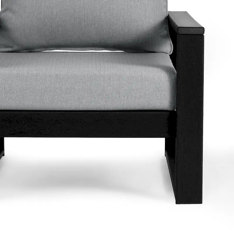 Polytrends Endless Patio Deep Seating Right Arm Chair with Black Frame