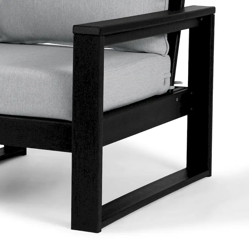 Polytrends Endless Patio Deep Seating Right Arm Chair with Black Frame