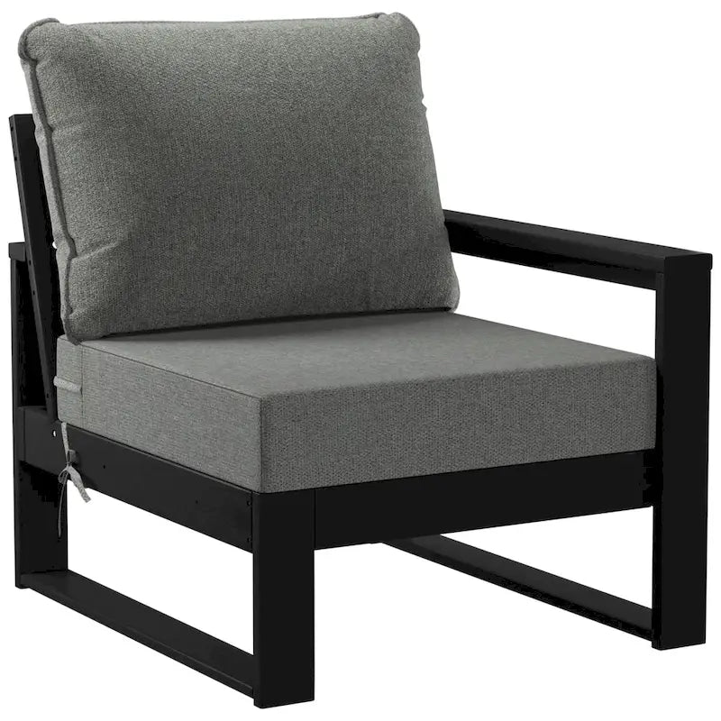 Polytrends Endless Patio Deep Seating Right Arm Chair with Black Frame