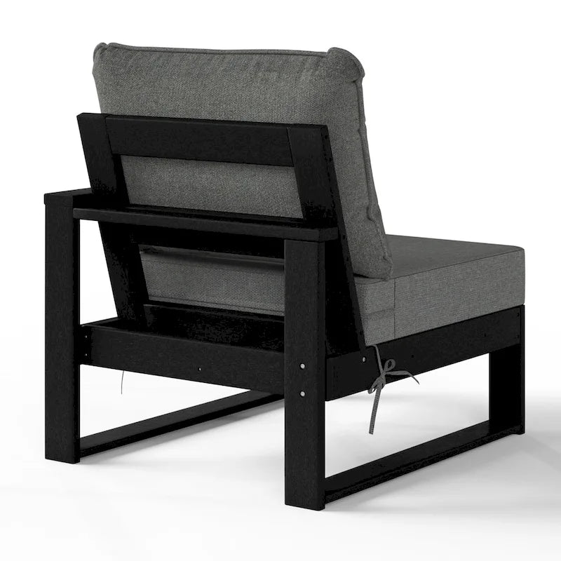 Polytrends Endless Patio Deep Seating Right Arm Chair with Black Frame