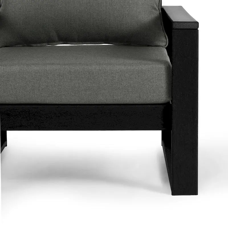Polytrends Endless Patio Deep Seating Right Arm Chair with Black Frame