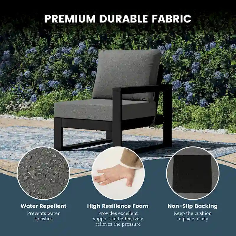 Polytrends Endless Patio Deep Seating Right Arm Chair with Black Frame