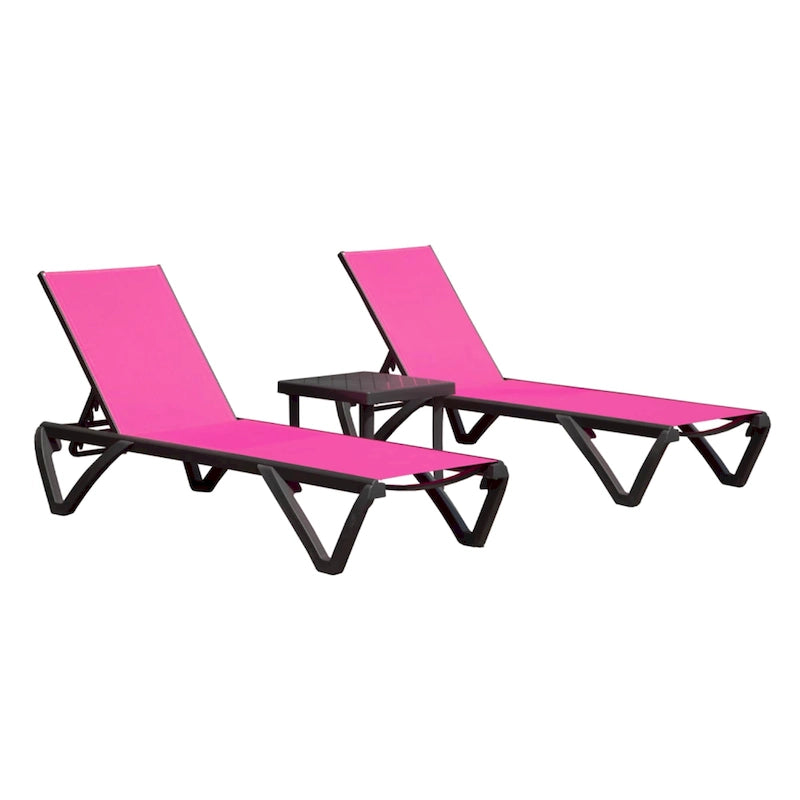 GDFStudio - Adrian Outdoor Aluminum Lounge Chair Set with Adjustable Backrest and Side Table