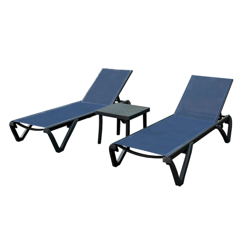 GDFStudio - Adrian Outdoor Aluminum Lounge Chair Set with Adjustable Backrest and Side Table