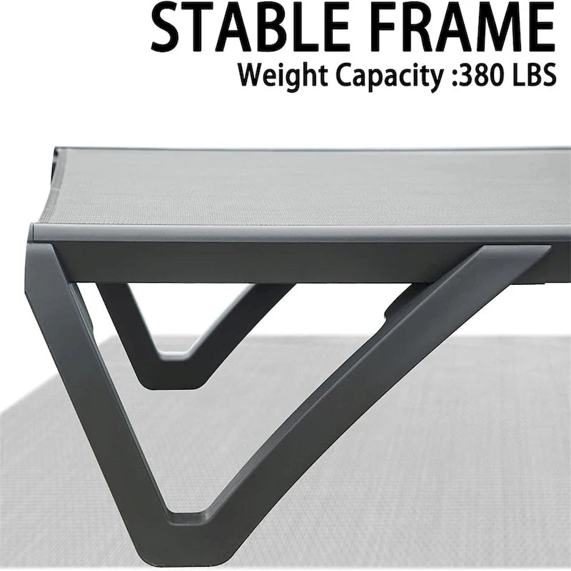 GDFStudio - Adrian Outdoor Aluminum Lounge Chair Set with Adjustable Backrest and Side Table
