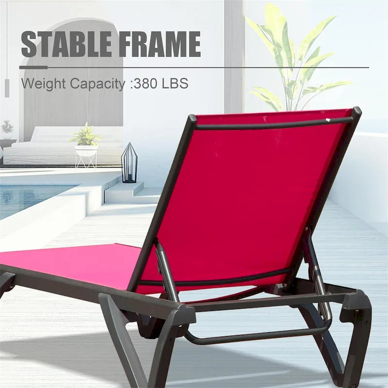 GDFStudio - Adrian Outdoor Aluminum Lounge Chair Set with Adjustable Backrest and Side Table