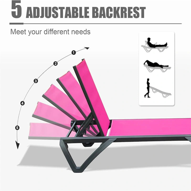 GDFStudio - Adrian Outdoor Aluminum Lounge Chair Set with Adjustable Backrest and Side Table