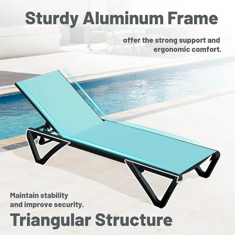 GDFStudio - Adrian Outdoor Aluminum Lounge Chair Set with Adjustable Backrest and Side Table