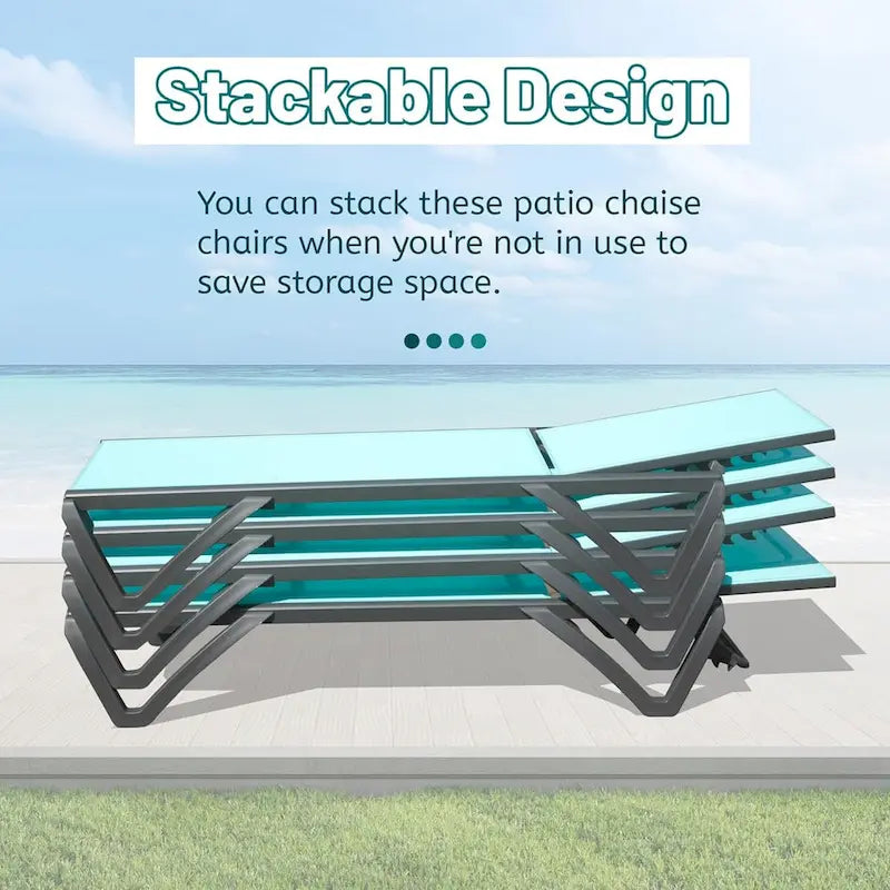GDFStudio - Adrian Outdoor Aluminum Lounge Chair Set with Adjustable Backrest and Side Table